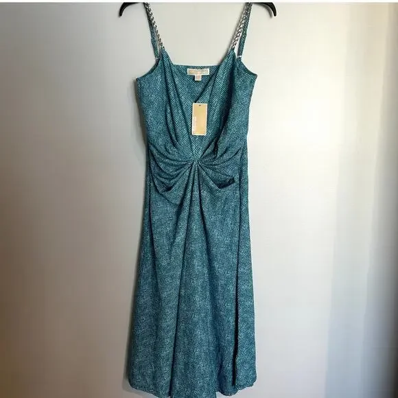 NWT Michael Kors Twist Chain Strap Camisole Dress, Blue, Women's Large - Picture 2 of 7